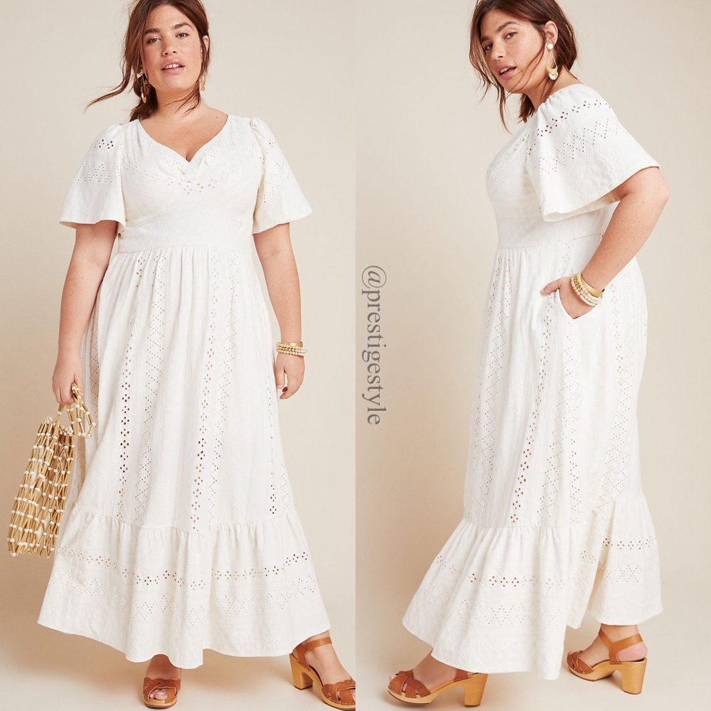 Anthropologie Rochelle Eyelet Maxi Dress